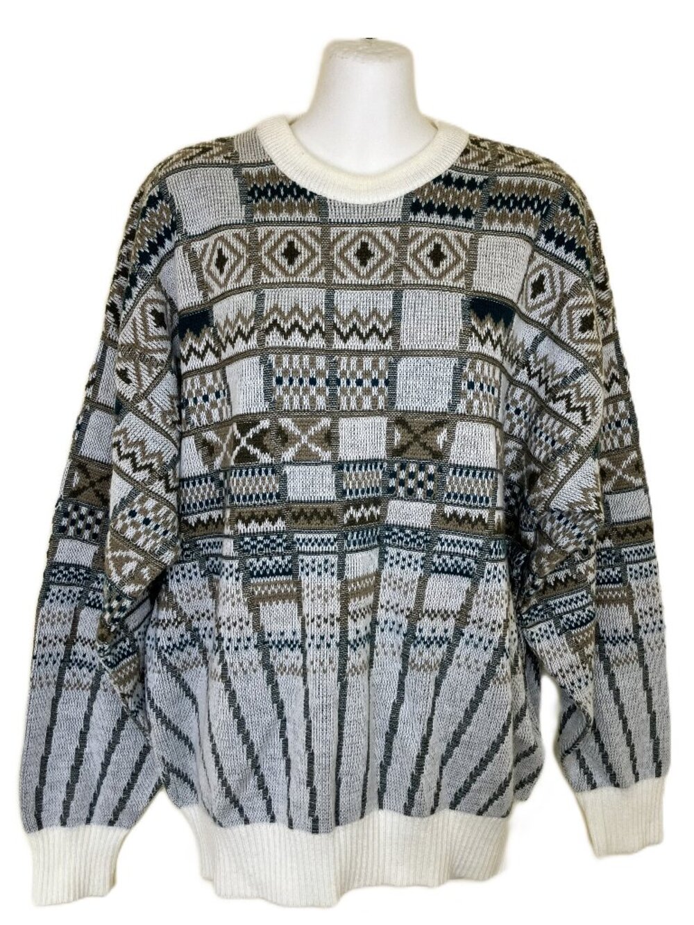Sears Pullover Sweater Acrylic/Wool Knit Geometric Pattern Vintage 90s